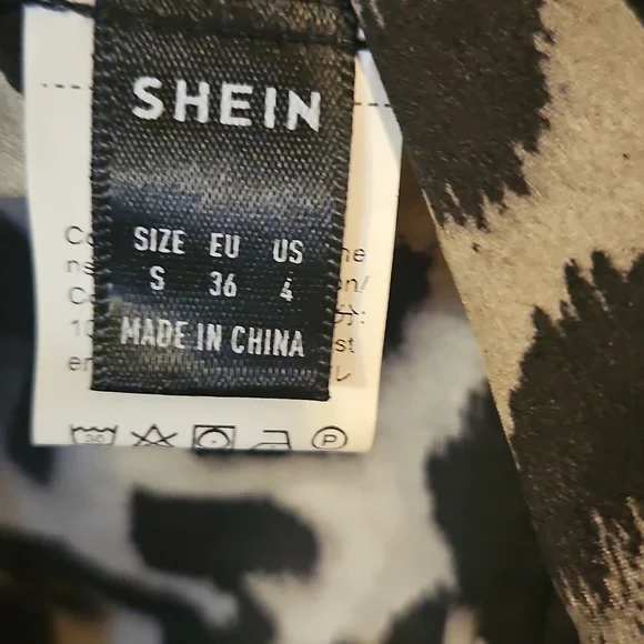 SHEIN Black and Cream Animal Print Top - Picture 2 of 5